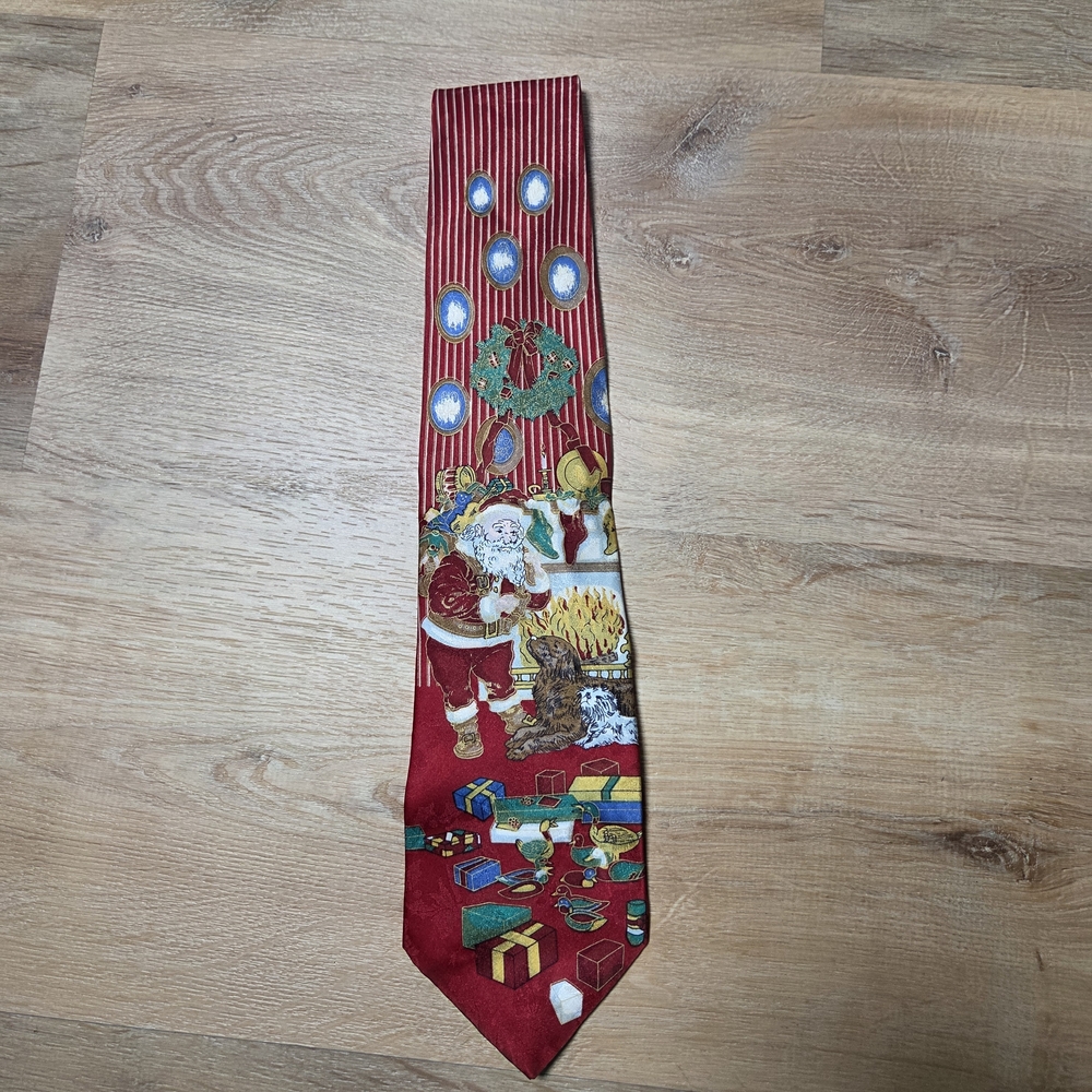 Christmas Holiday with Santa and Dogs Necktie By Meeting Street